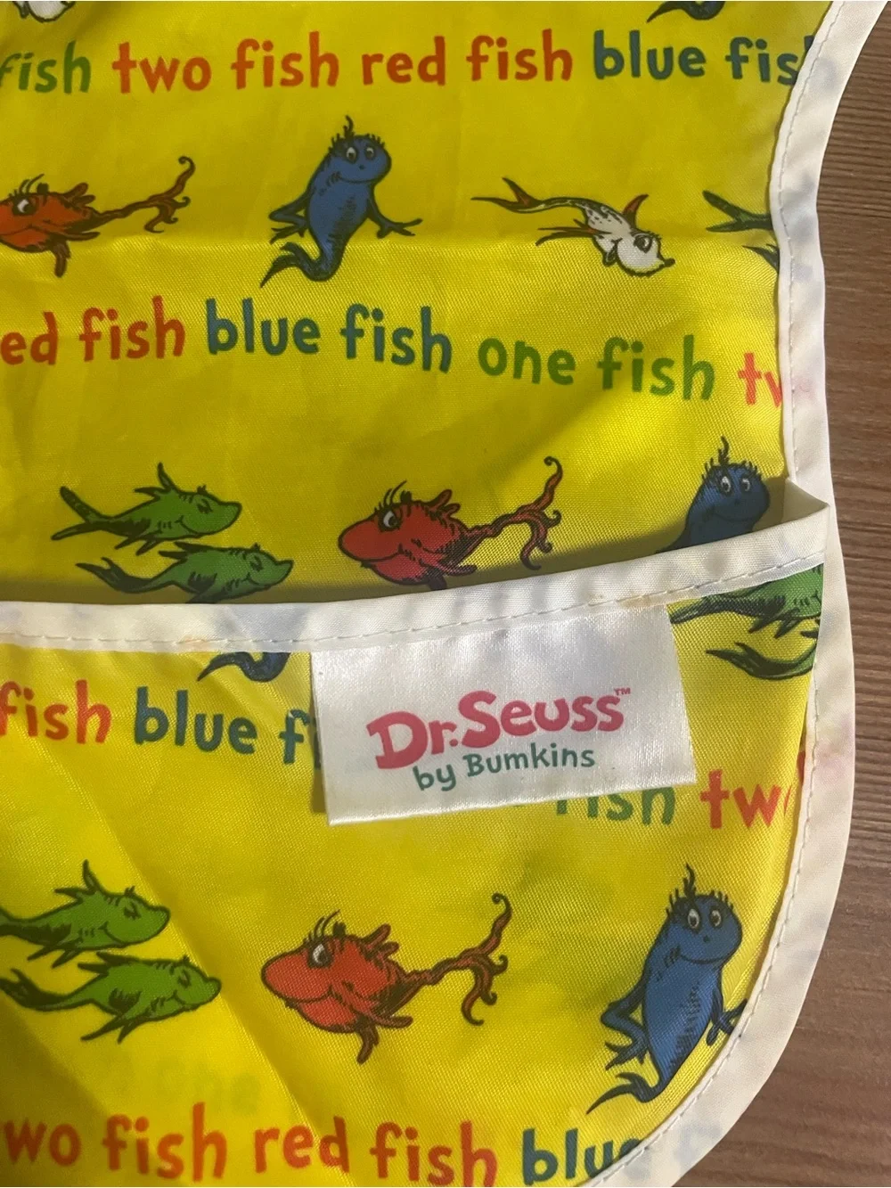 Bumkins Yellow Dr. Seuss One Fish Two Fish Waterproof Baby Bib